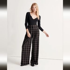 Madewell Harlow Wide Leg Pant in Black Plaid